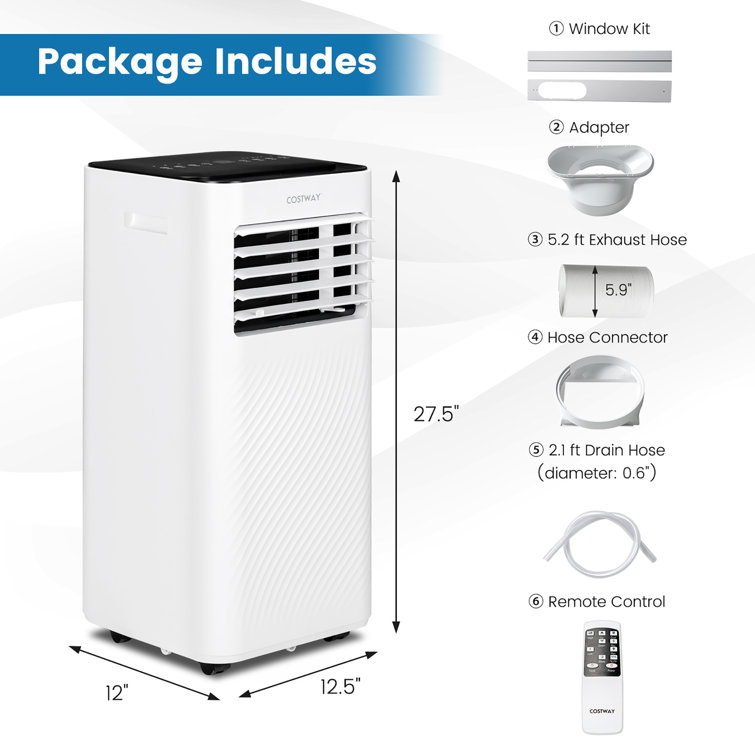 Costway 8000 BTU Portable Air Conditioner with Remote Included